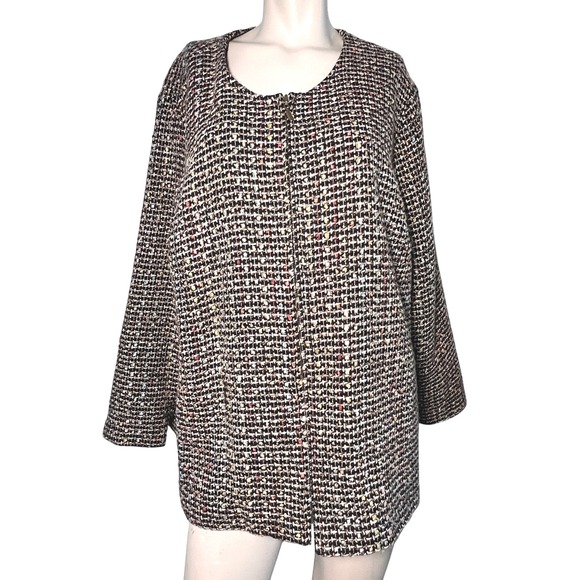 Giorgio Fiorlini Tweed Blazer Jacket Womens 20W Old Money Parisian Chic Academia - Picture 1 of 7